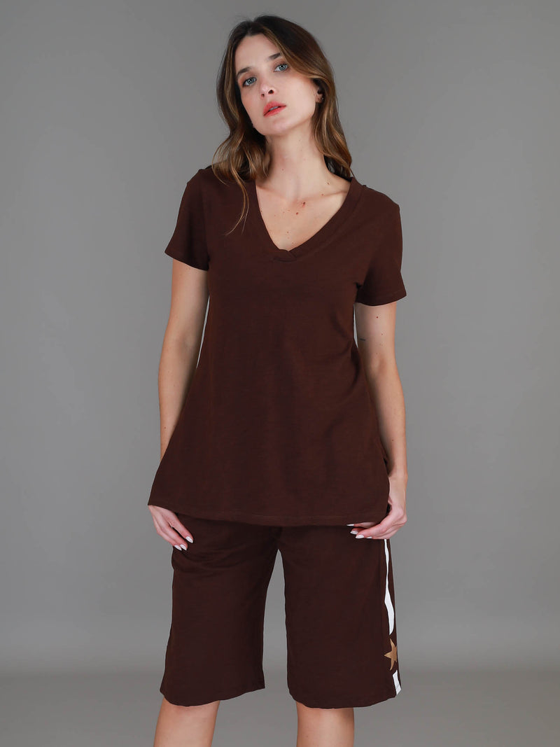 brown v neck tee womens #color_truffle