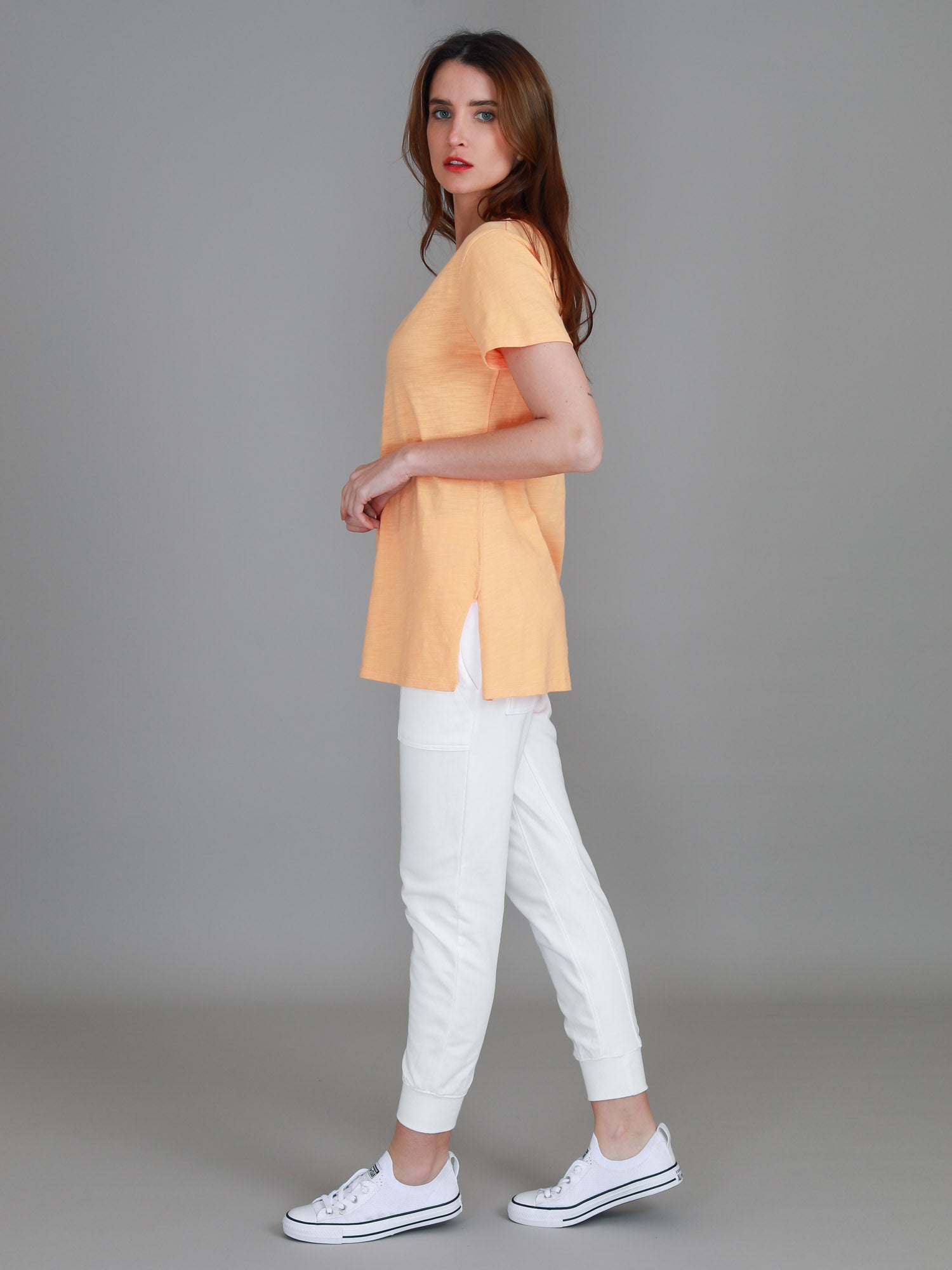 v neck white tshirt #color_melon