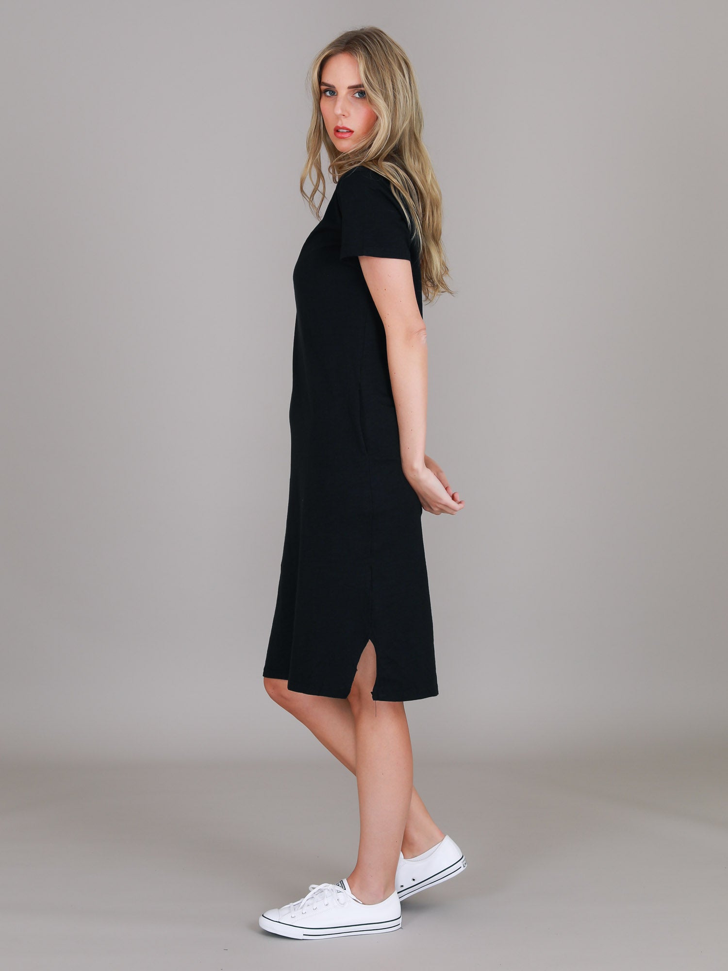 v neck dress summer #color_black