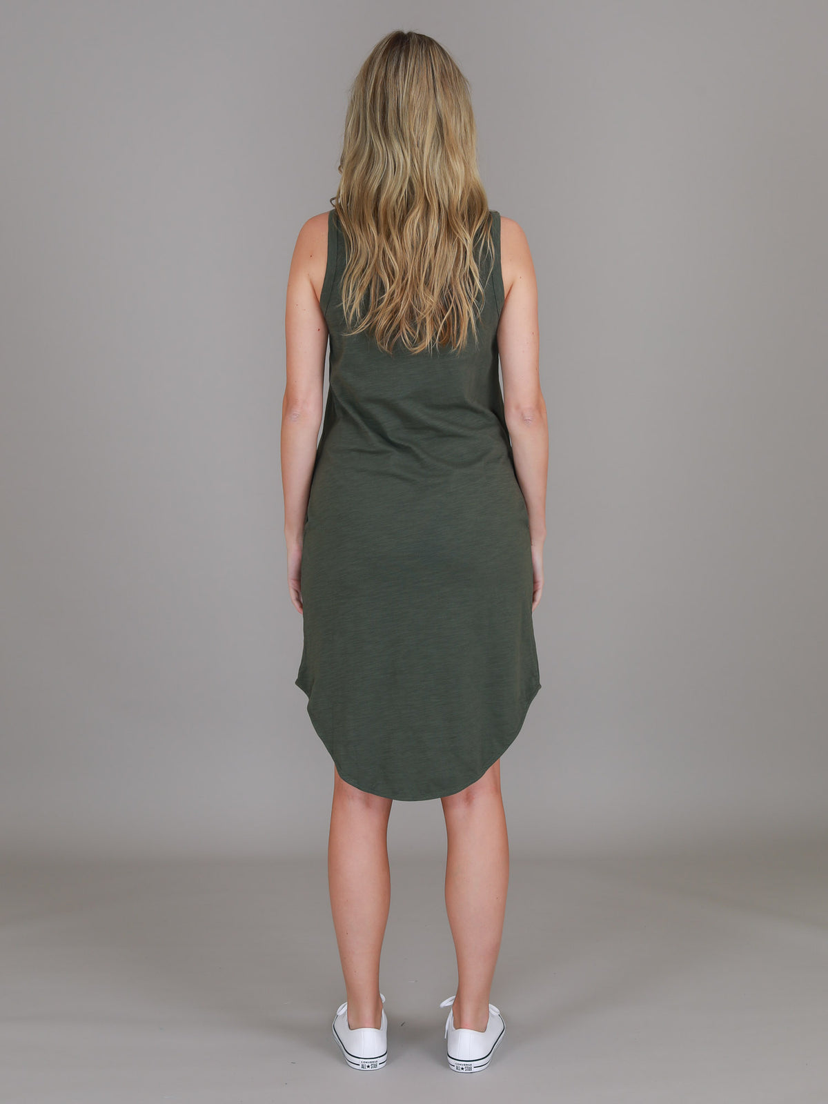 khaki tank dress knee length