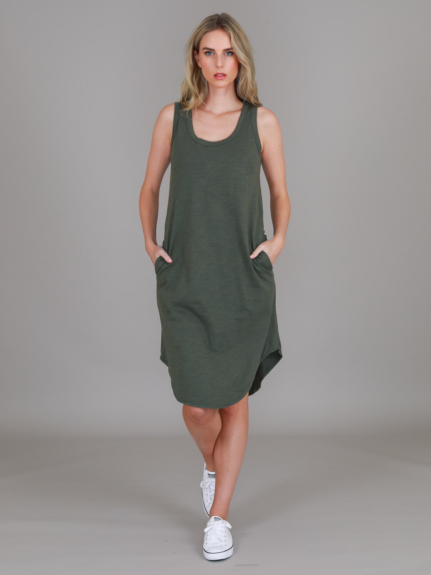 t-shirt dress australia #color_khaki