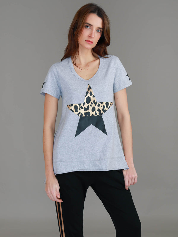 Rosemary Splice Leopard Star Print T Shirt