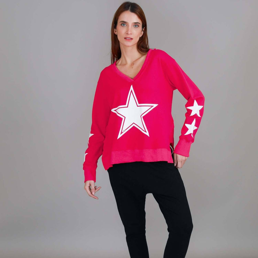 Frankie Five Star V Neck Sweatshirt size guide