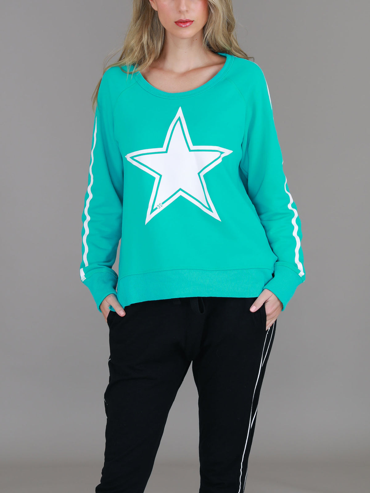 Gerry Superstar Print with Stripe Sleeve Sweatshirt