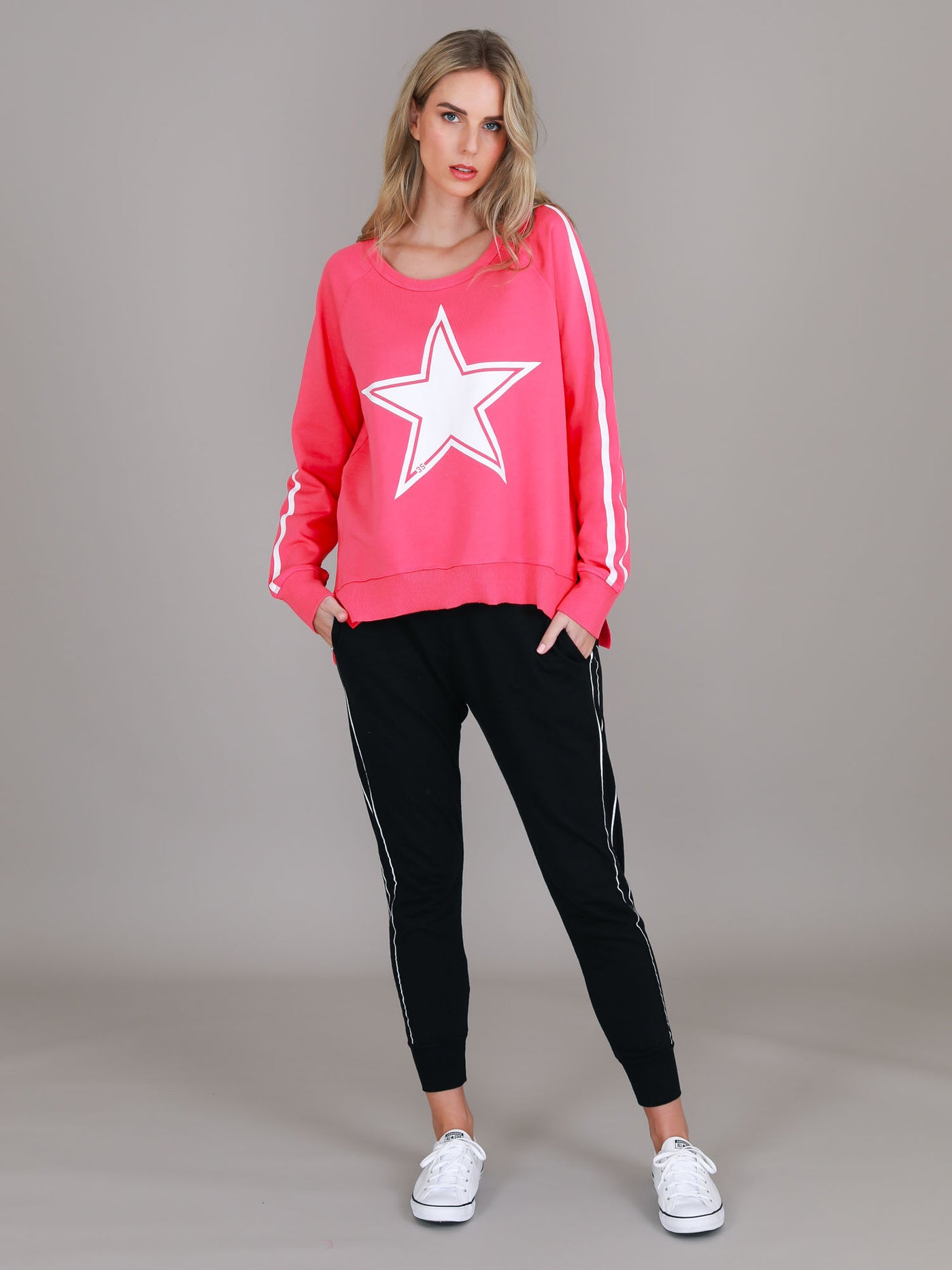 Gerry Superstar Print with Stripe Sleeve Sweatshirt