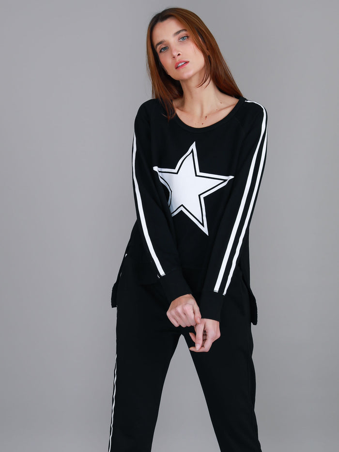 Gerry Superstar Print with Stripe Sleeve Sweatshirt