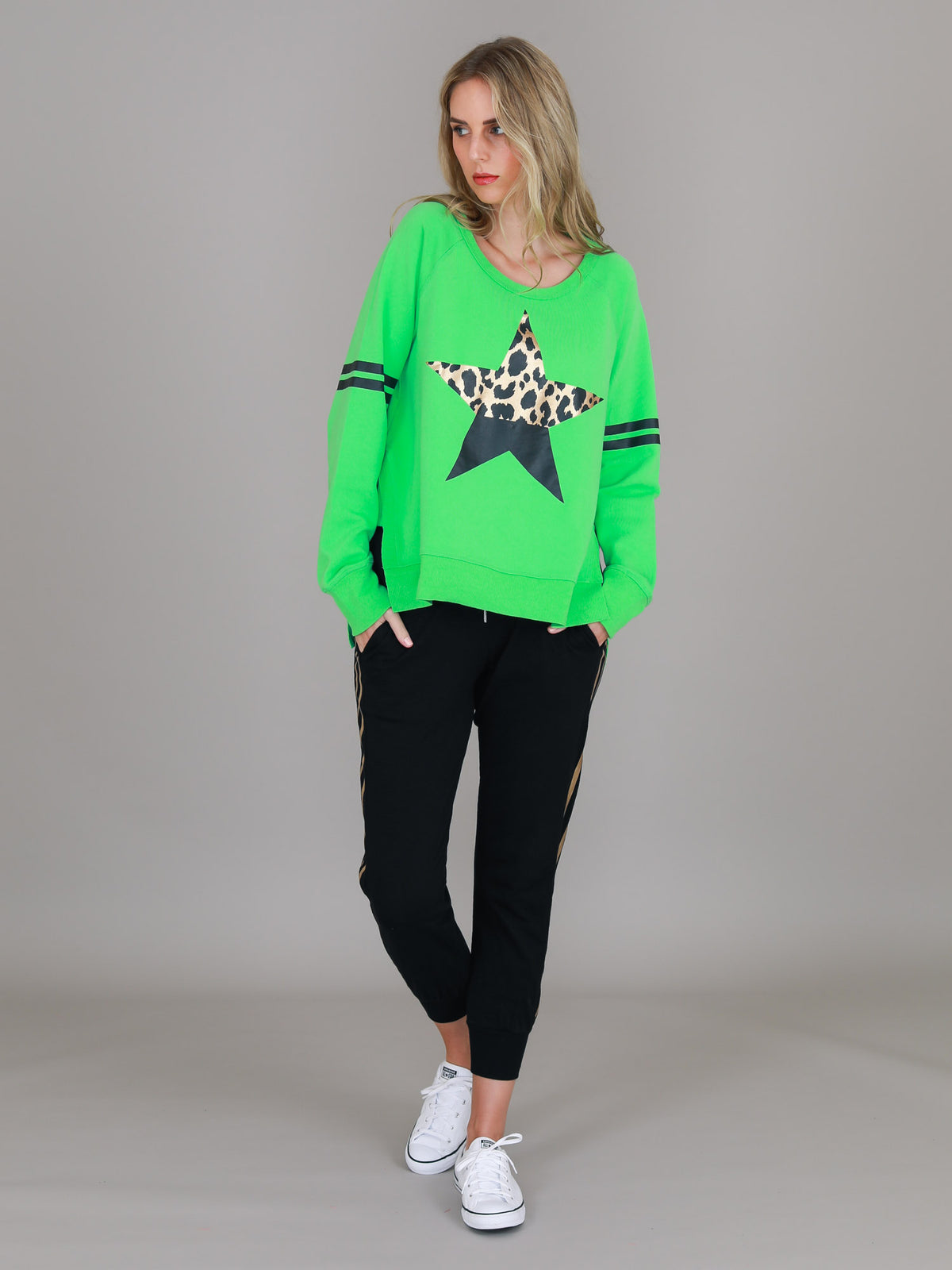 green crewneck sweatshirt