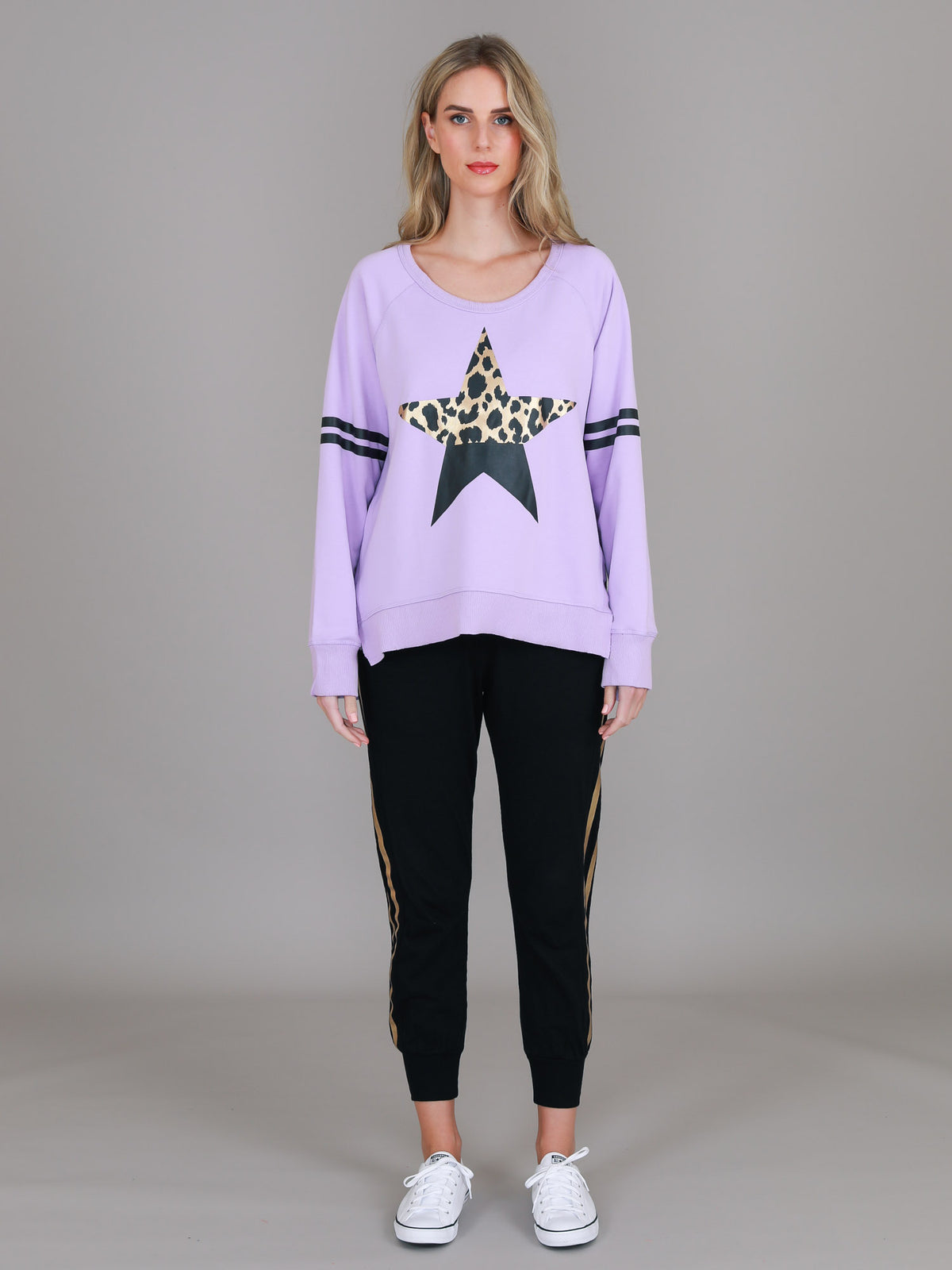 purple graphic sweatshirt