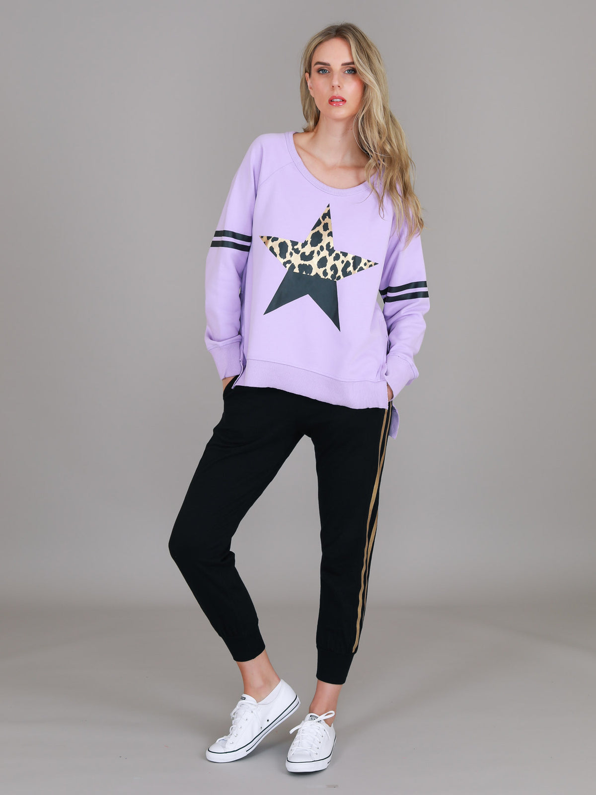 purple sweatshirt