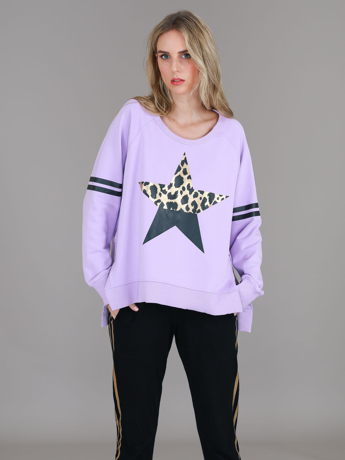 light purple sweatshirt