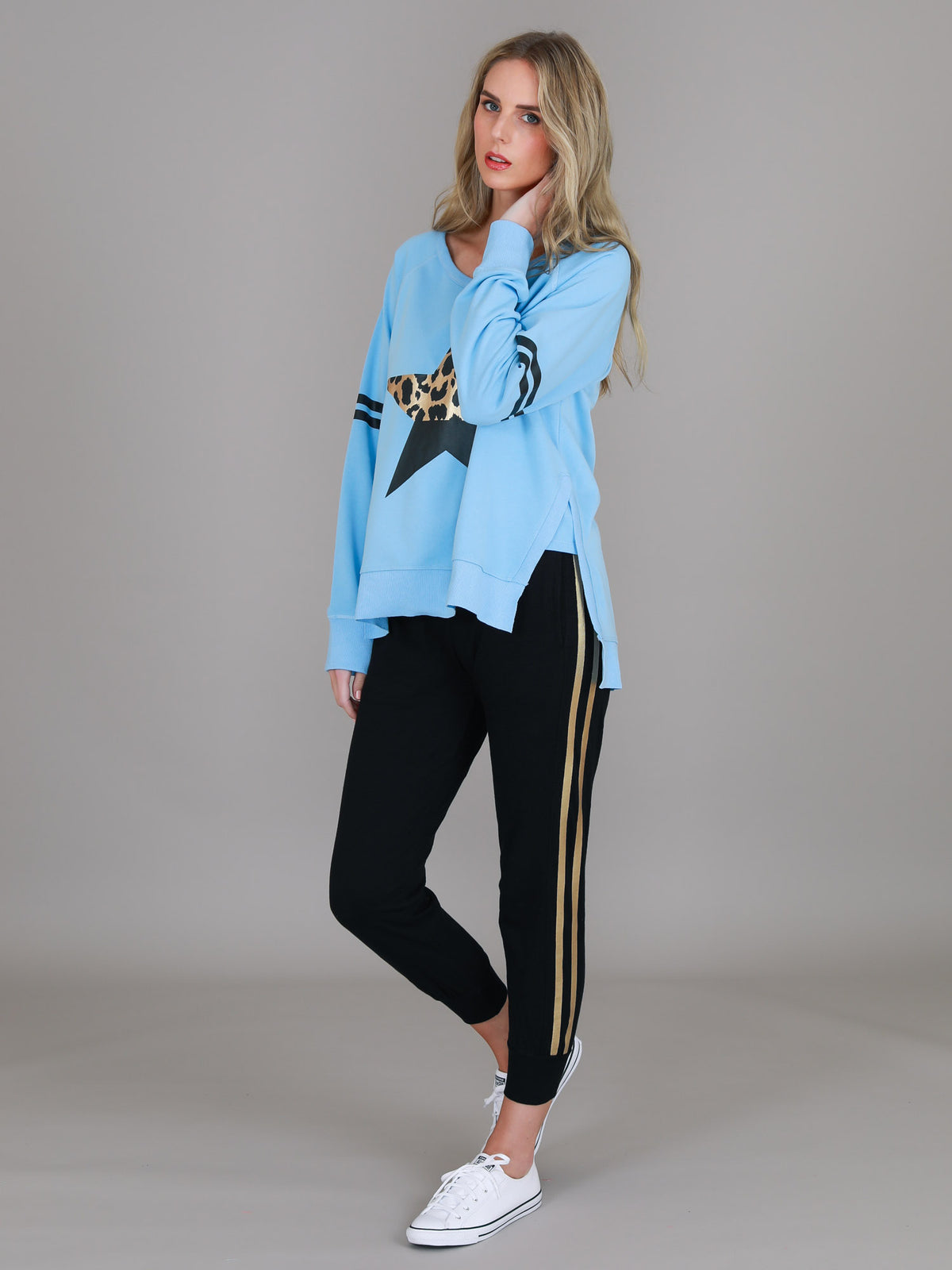 baby blue sweatshirt