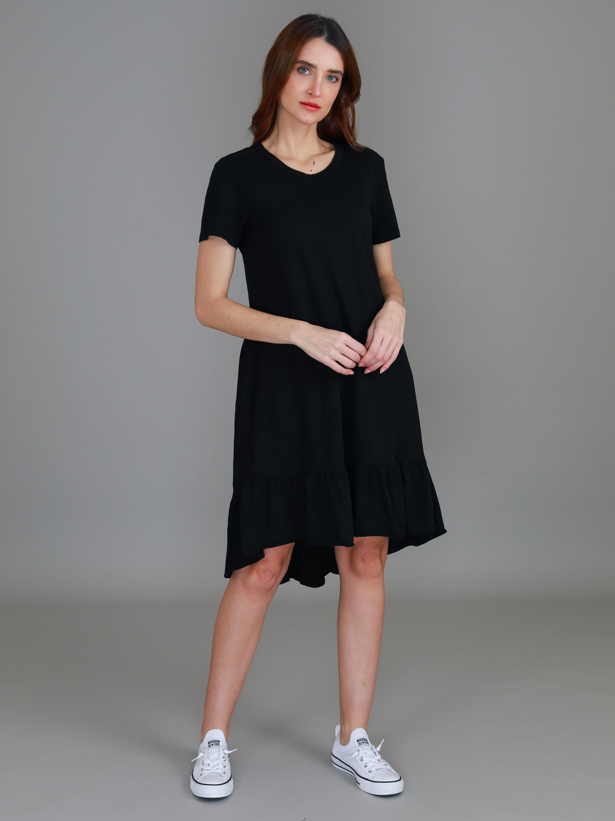 black crew neck dress