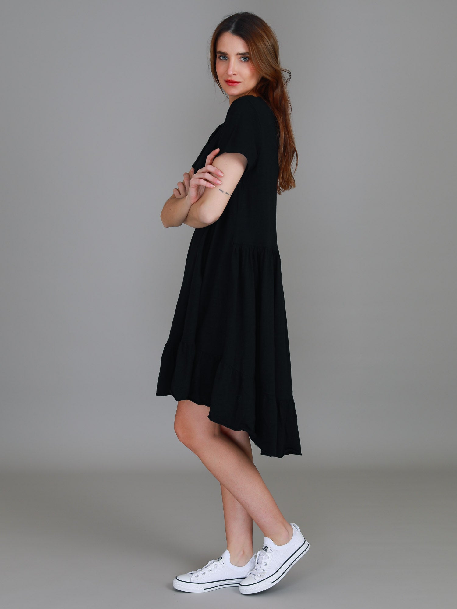 short sleeve black dress #color_black