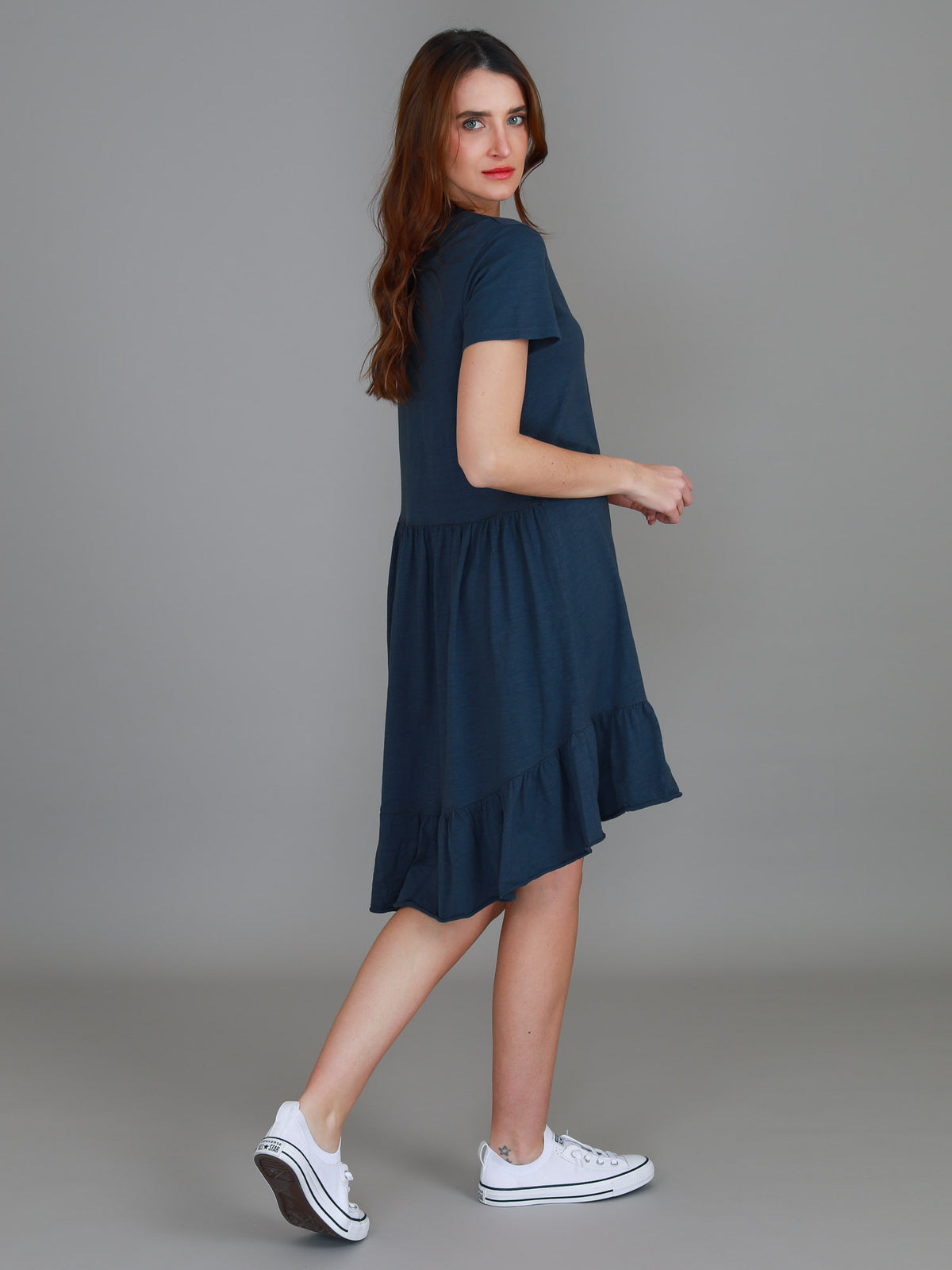 navy t shirt dress women