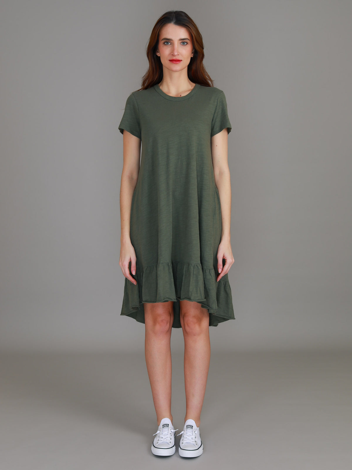 khaki knee length dress