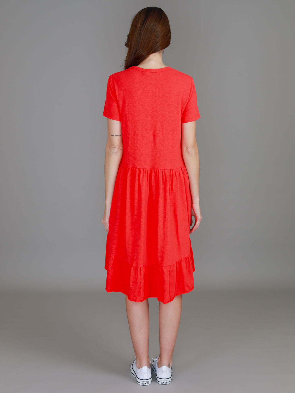 red jersey dress