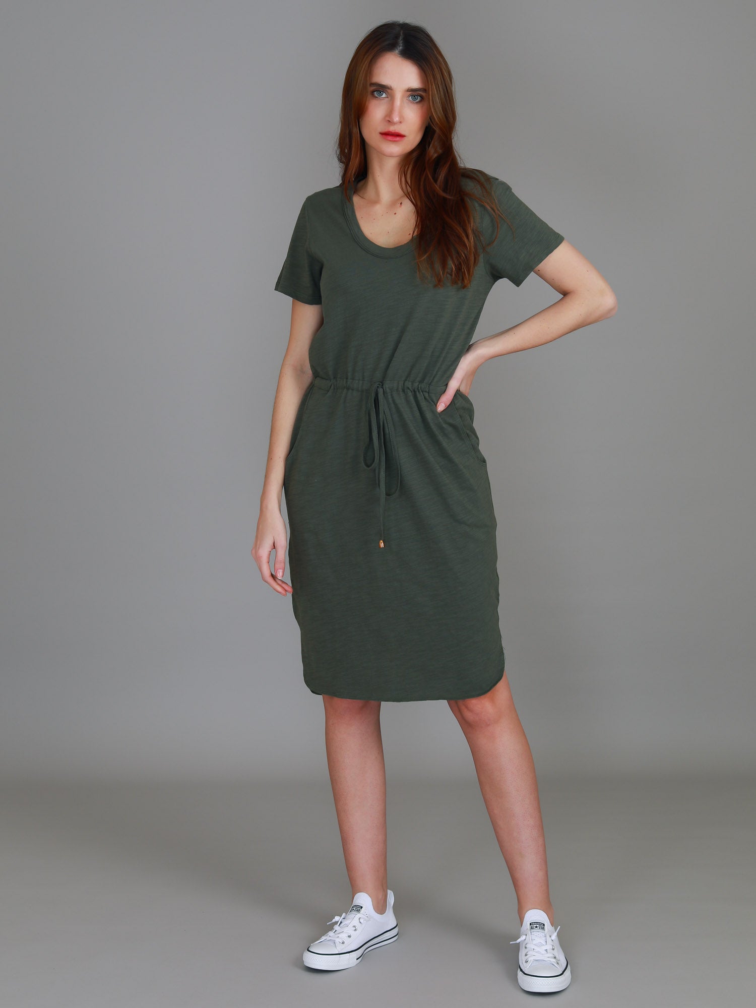 cotton shirt dress #color_khaki