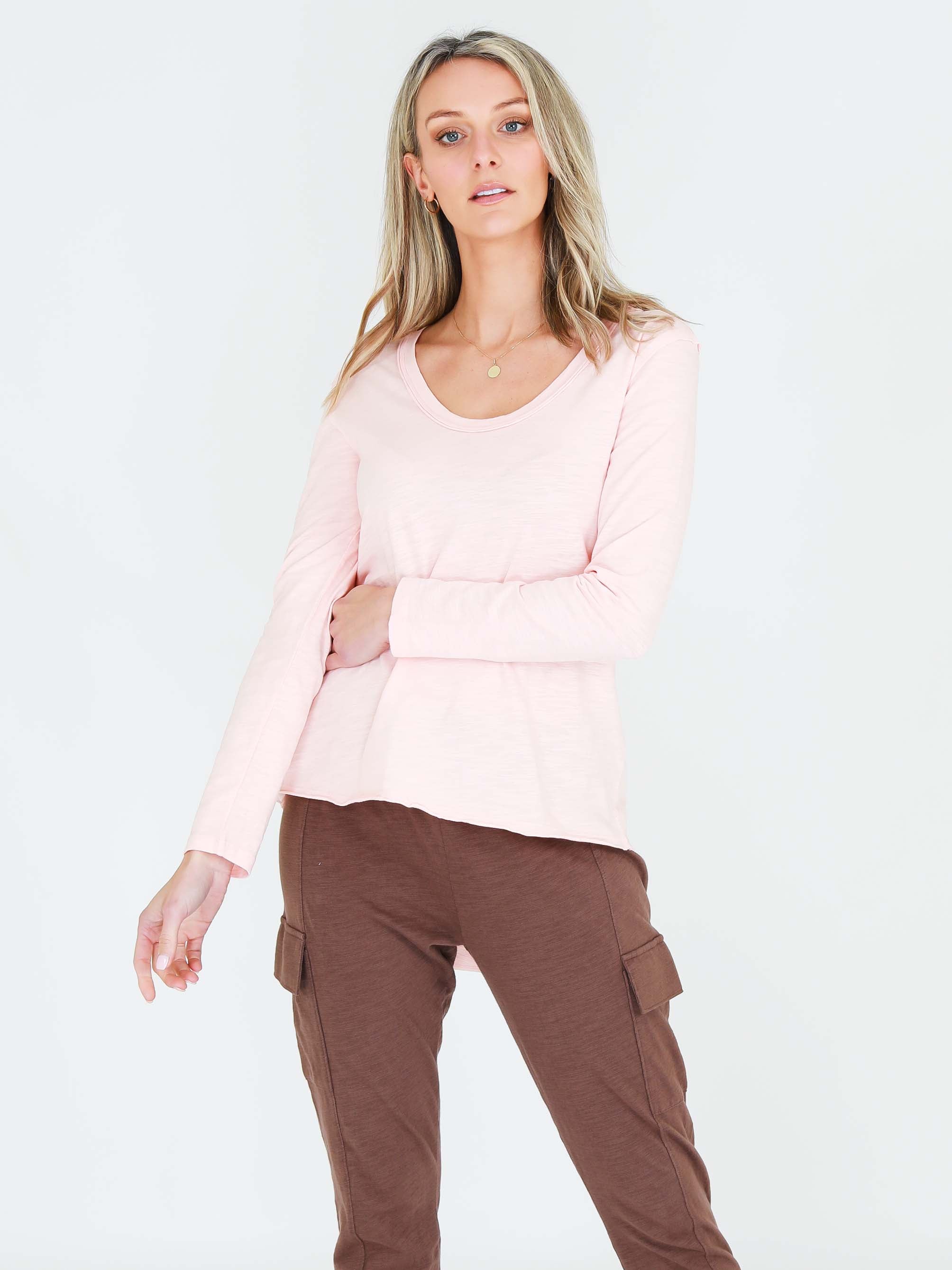 pink long sleeve top #color_peach