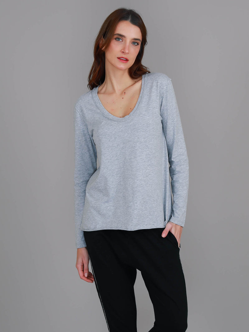 grey marle scoop neck long sleeve #color_grey marle