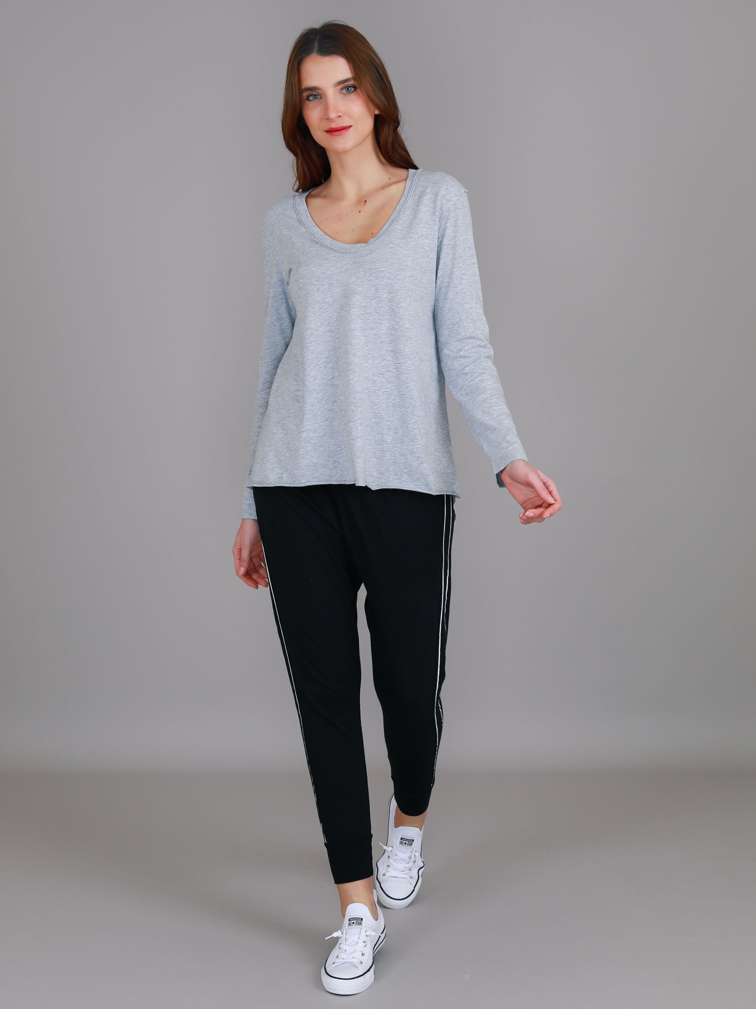 cotton long sleeve t shirt #color_grey marle