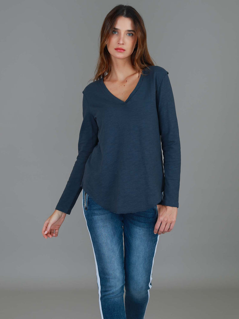 indigo v neck long sleeve tee #color_indigo
