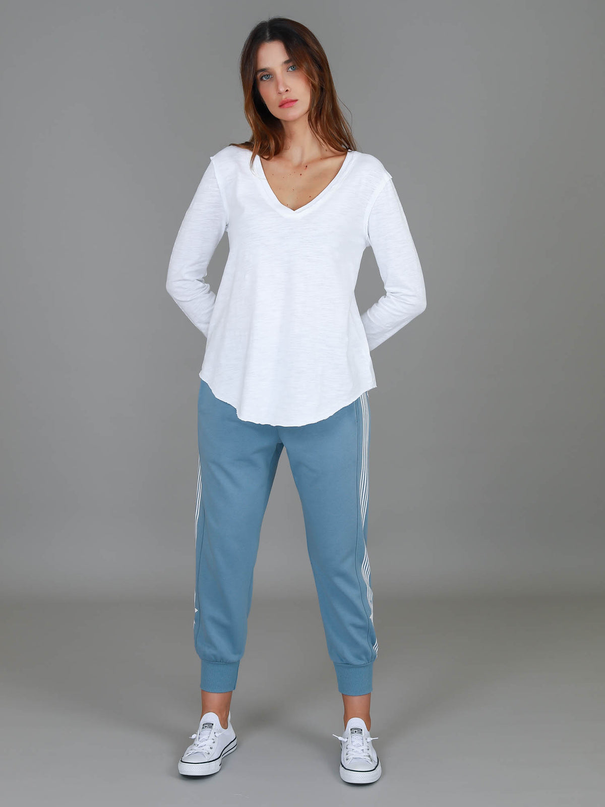Nora | Women's V Neck Long Sleeve T Shirt – Cotton Jersey