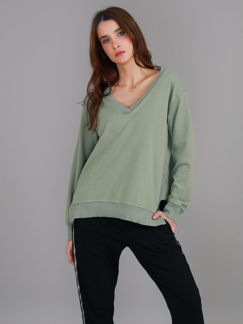 v neck sweatshirt #color_kiwi