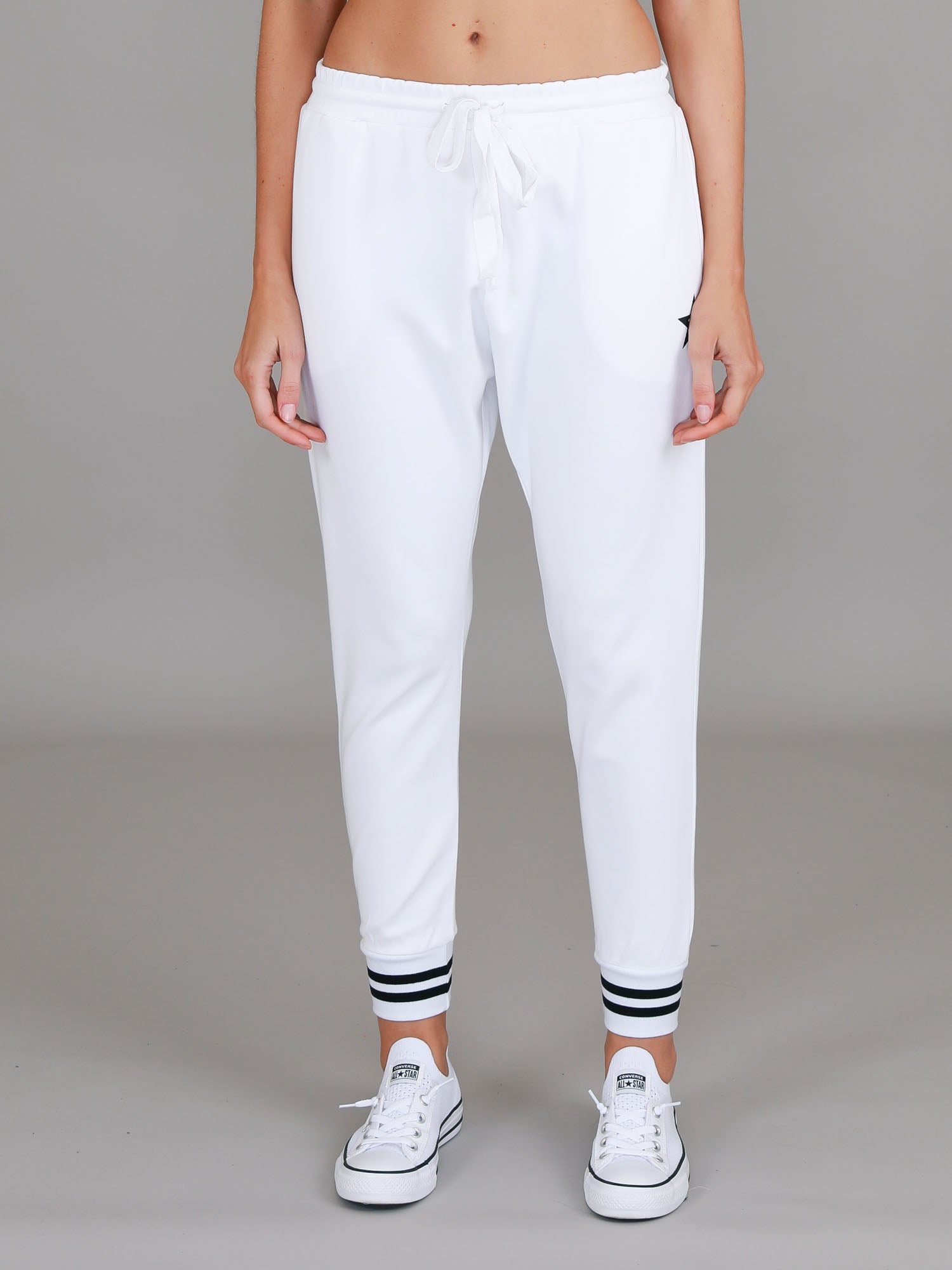 Harlow Stripe Rib Jogger White Joggers