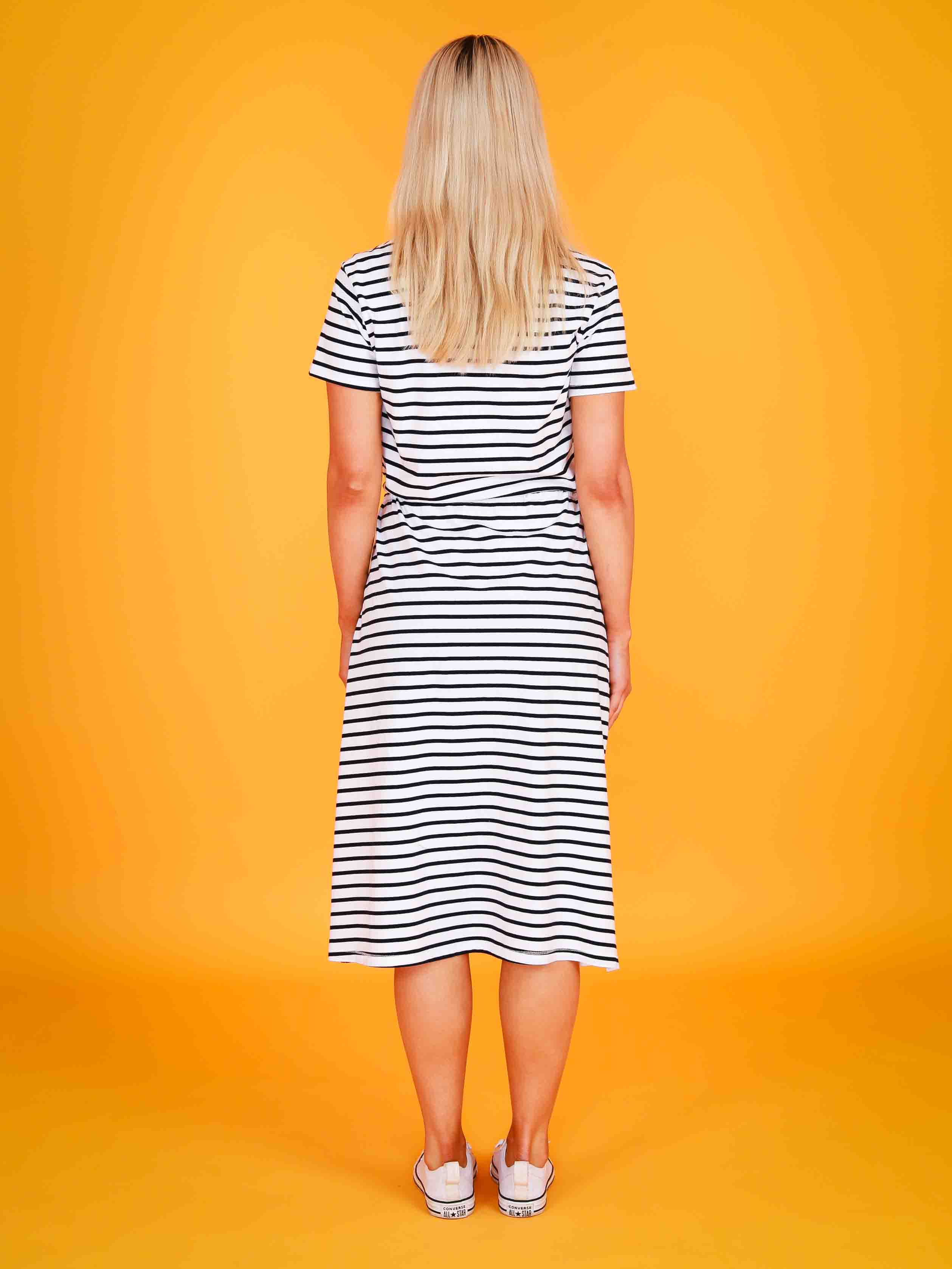 midi length dress #color_stripe