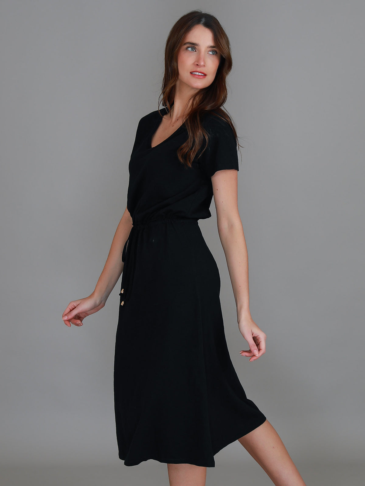 black jersey midi dress