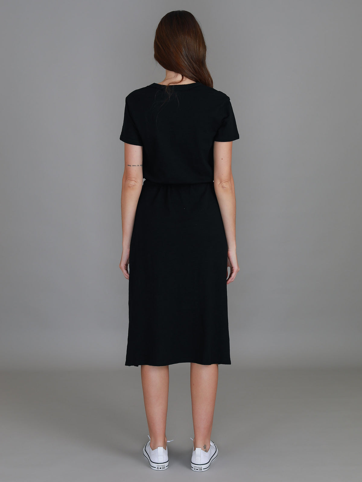black casual midi dress