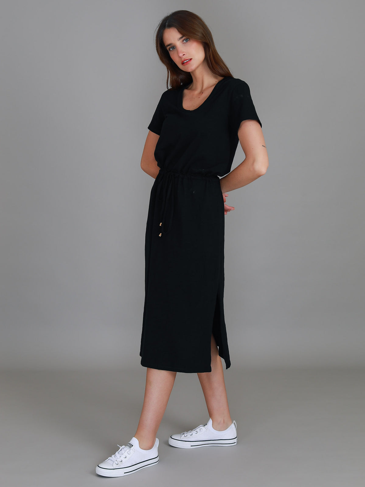 black side split dress