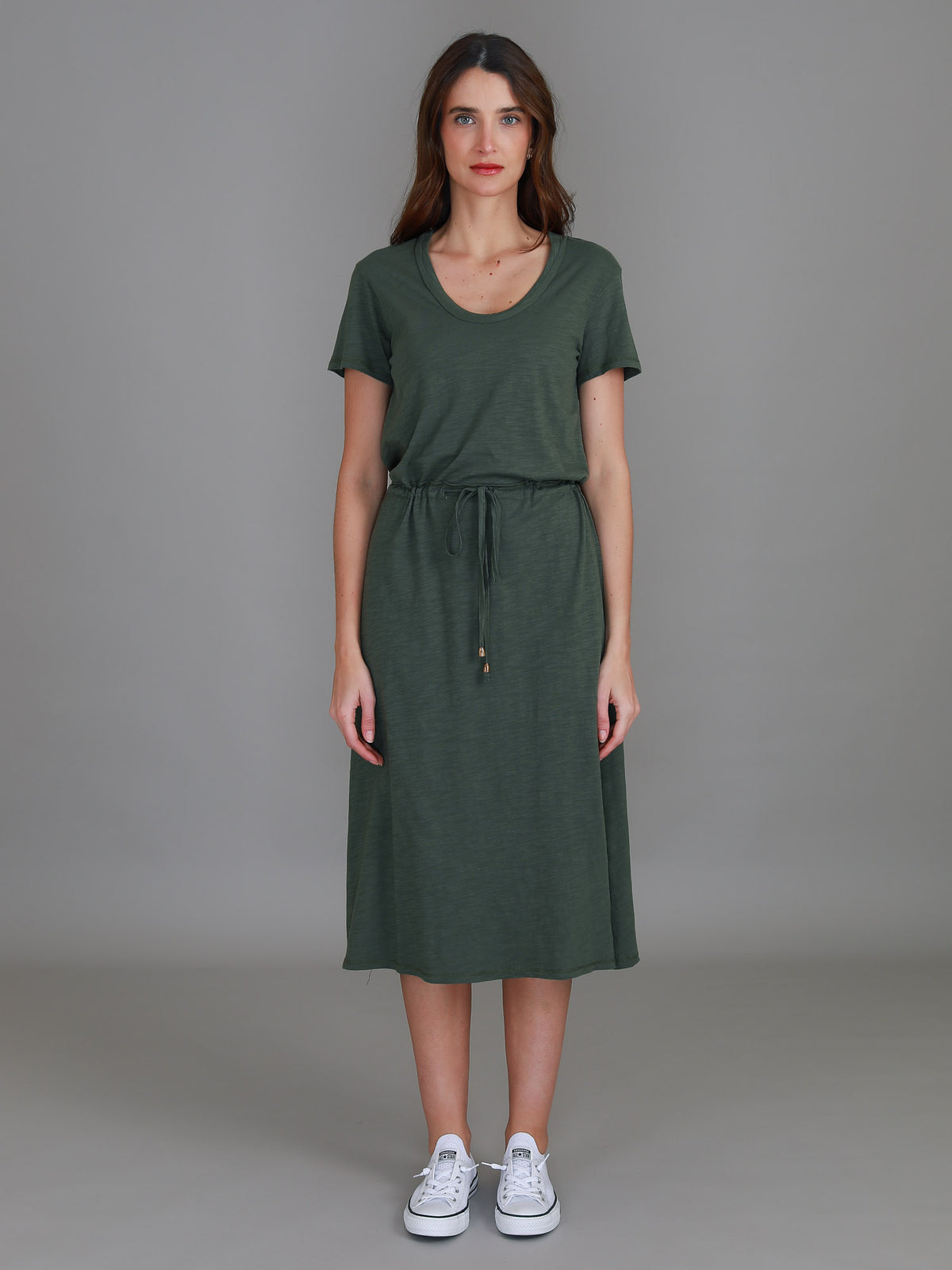 khaki jersey dress