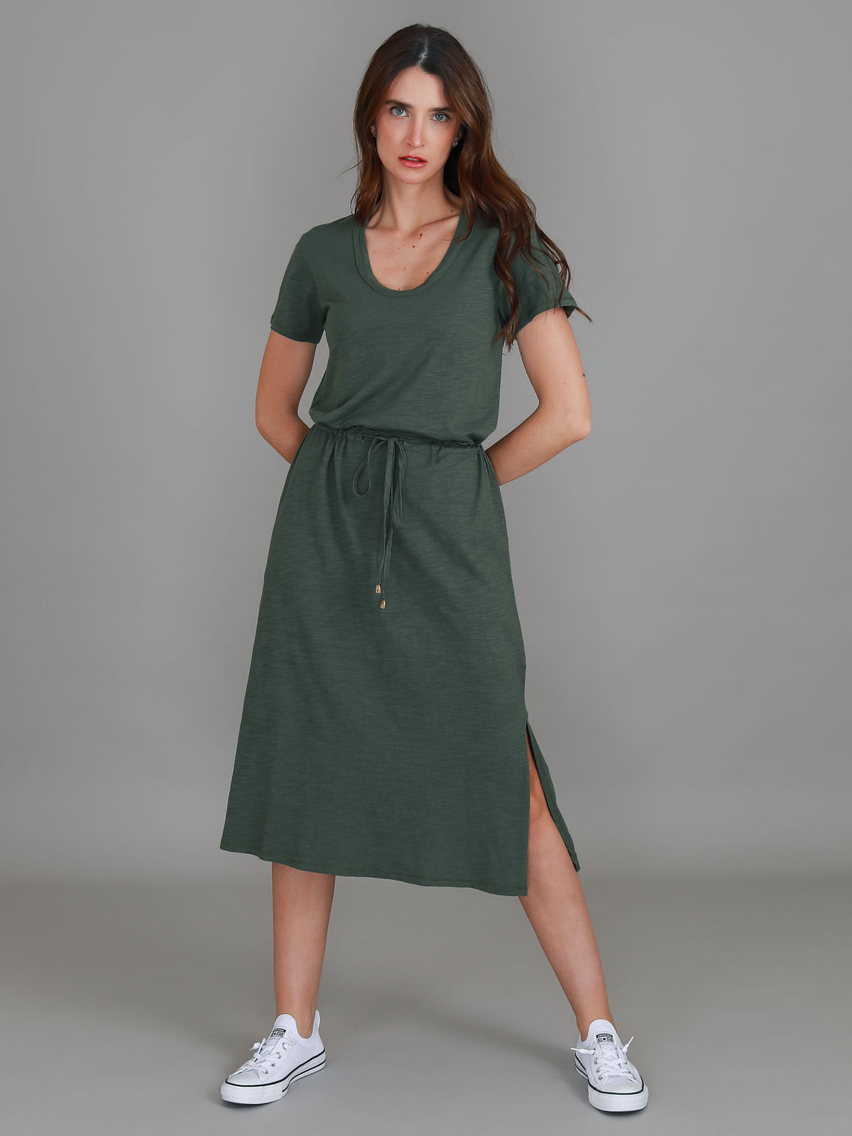 khaki midi dress