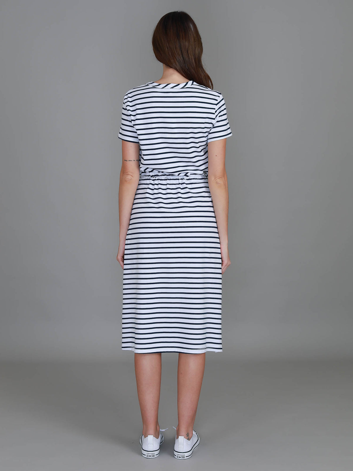 striped side split dress