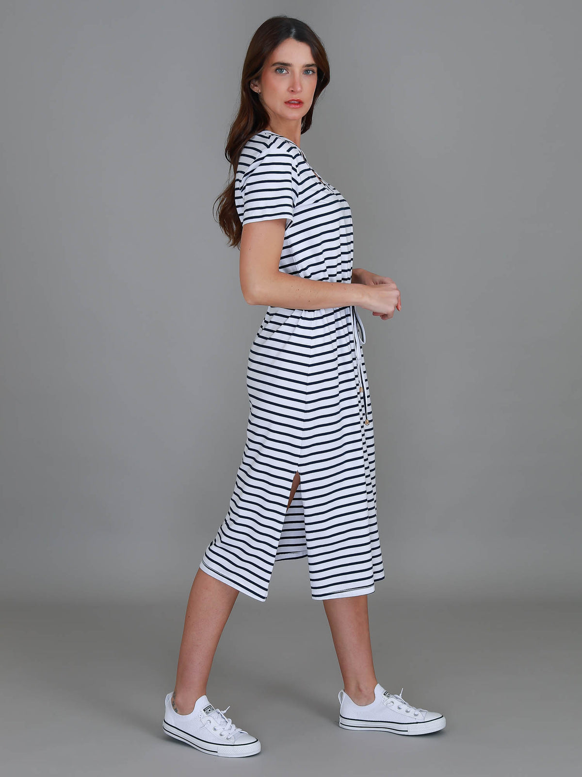 stripe midi dress women