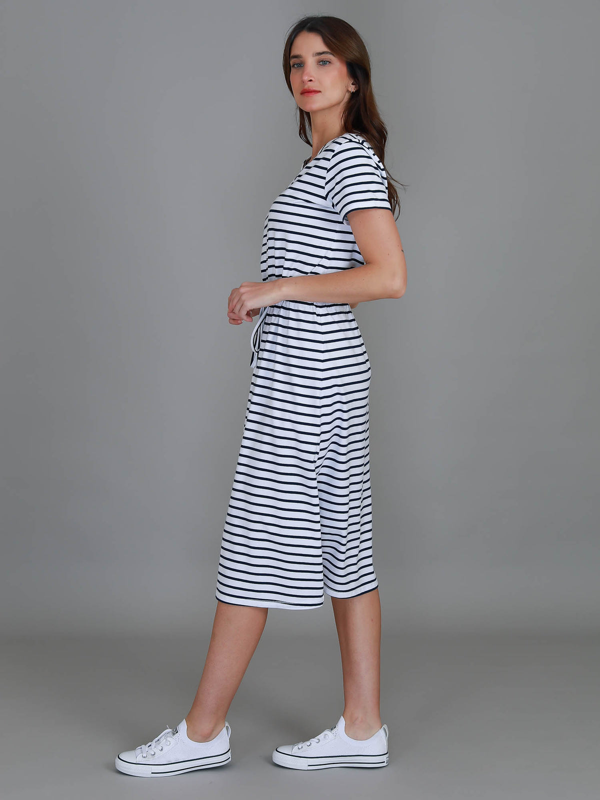 striped scoop neck dress