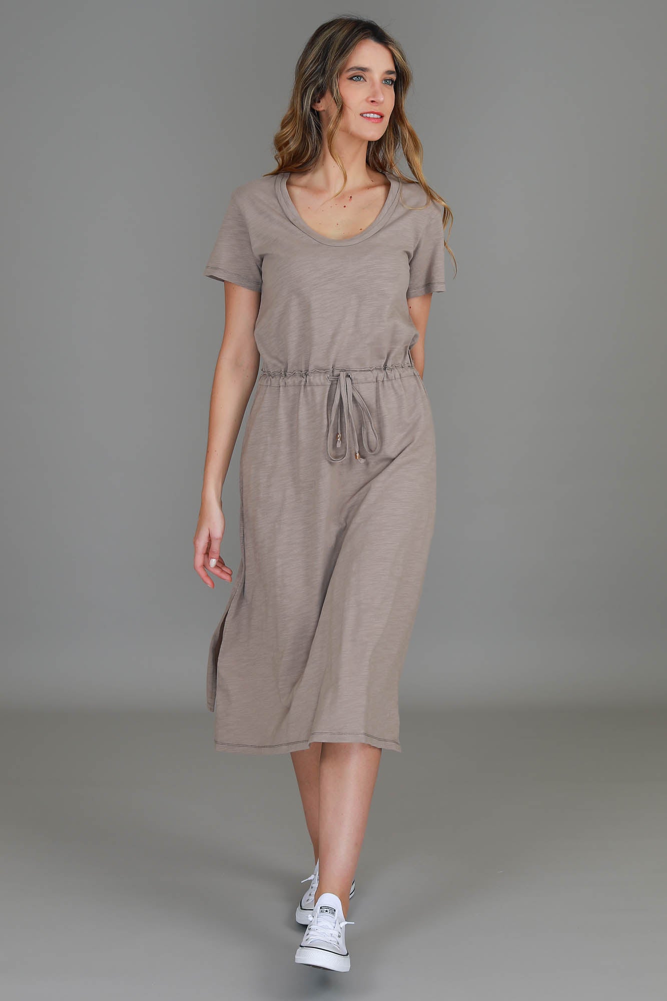 drawstring waist dress #color_pebble
