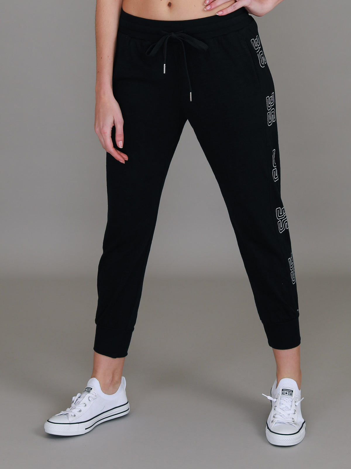 black logo track pants