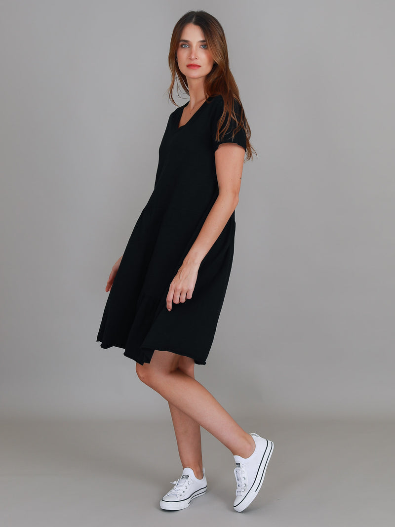 black gathered dress #color_black