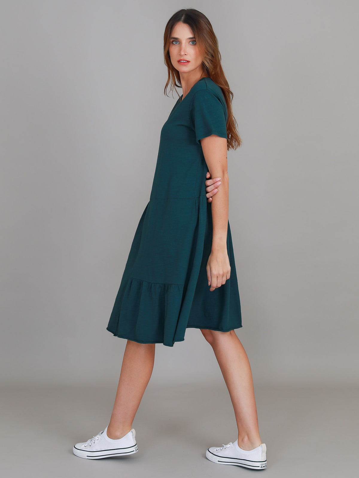 green cotton dress
