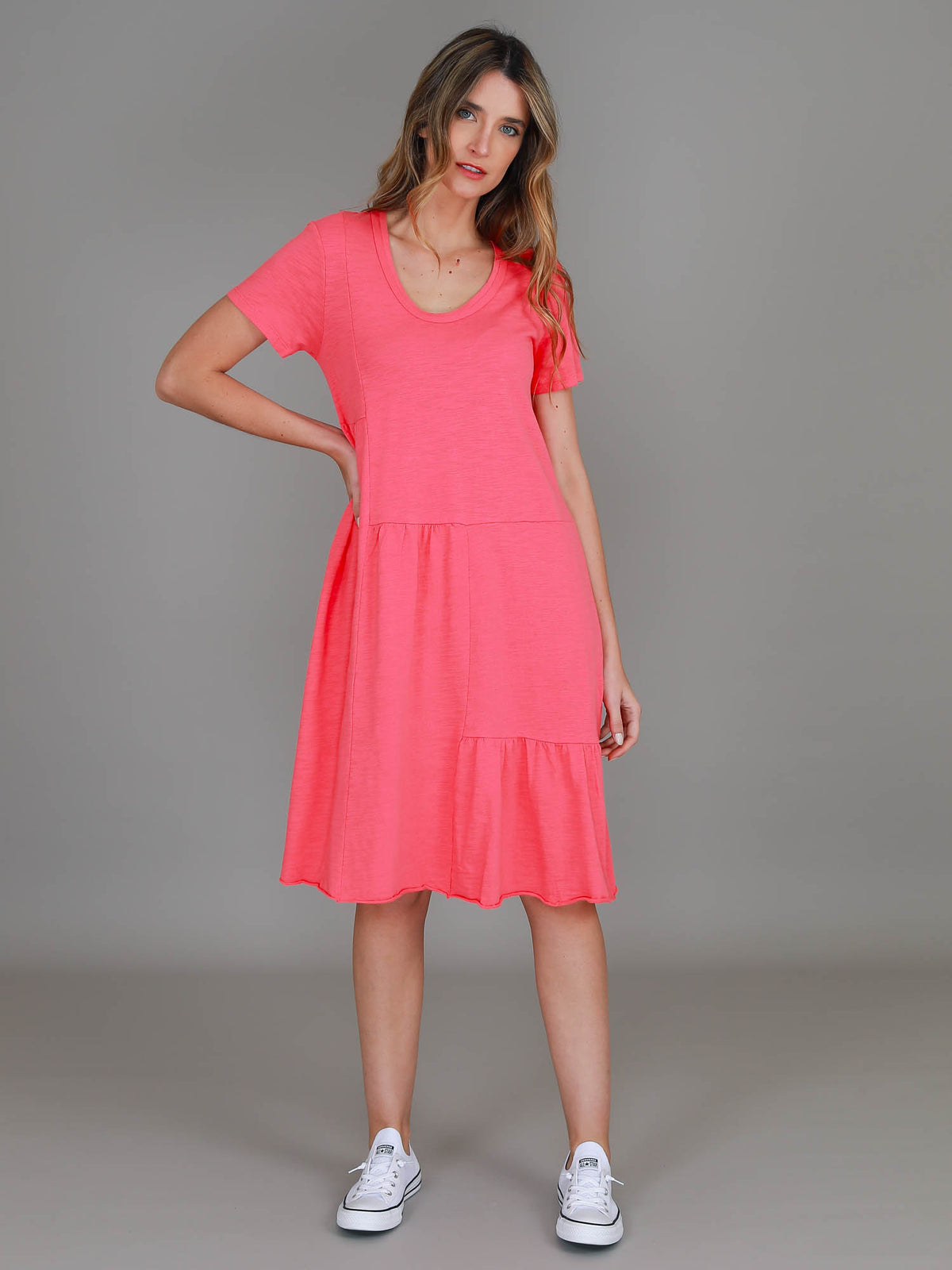 pink shift dress