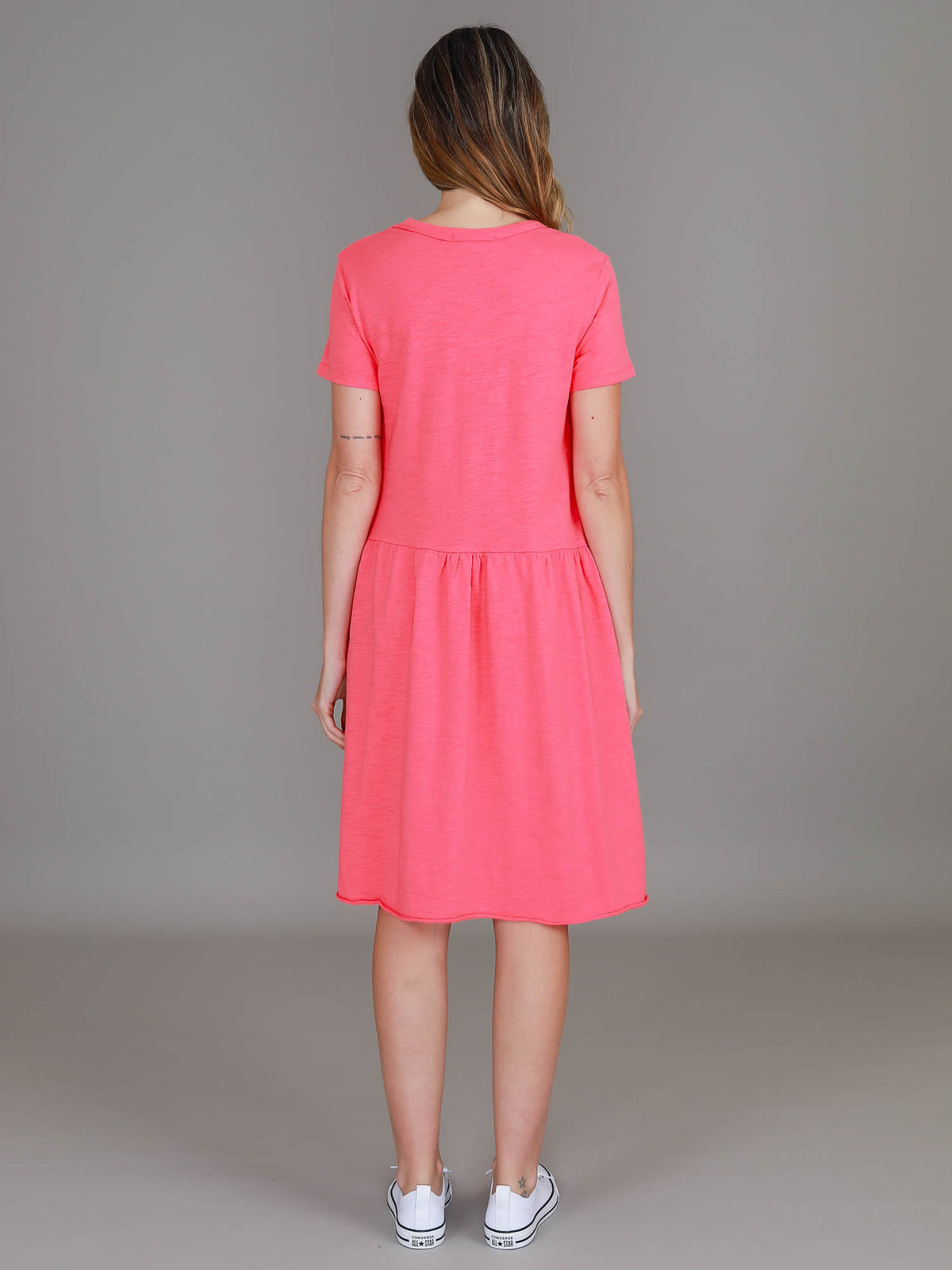 pink short sleeve dress