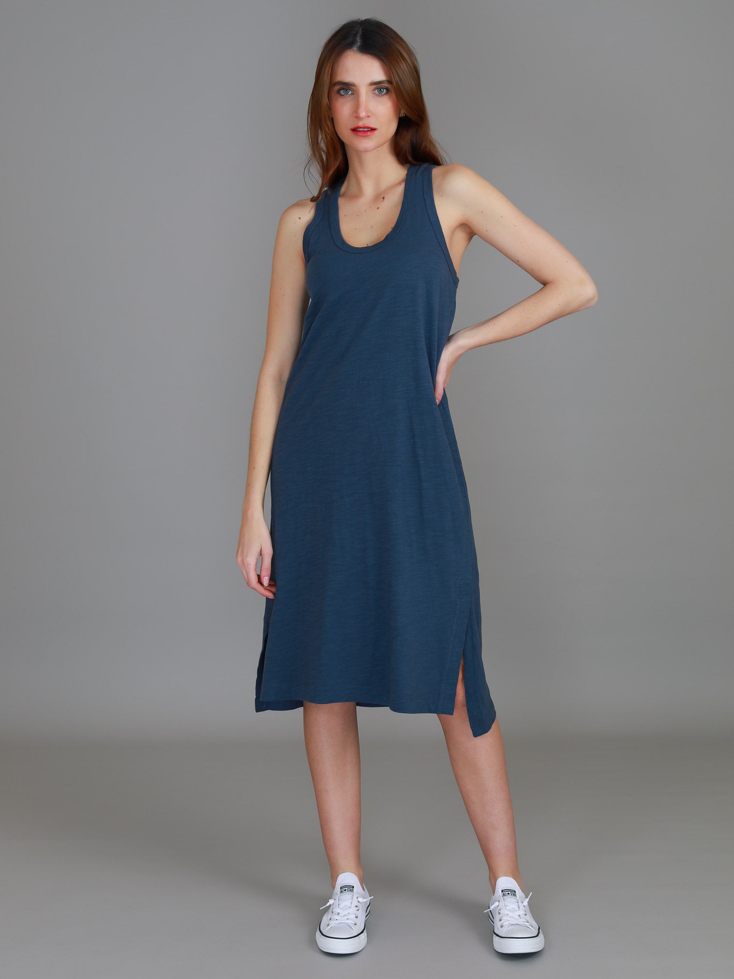 blue midi dress #color_indigo