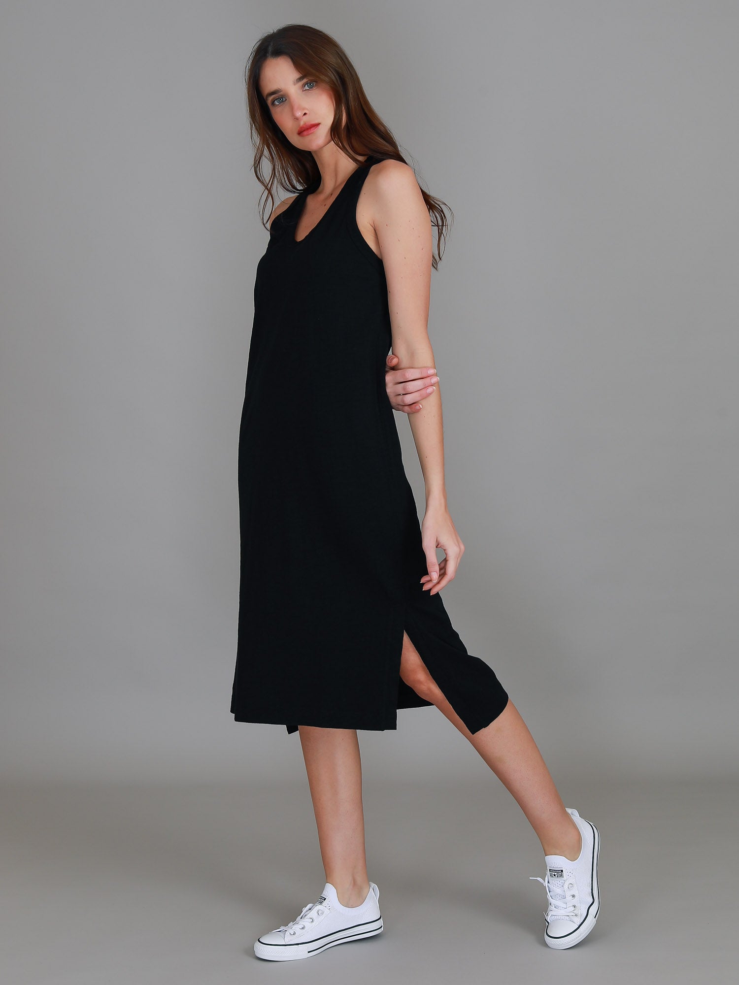 fitted midi dress #color_black