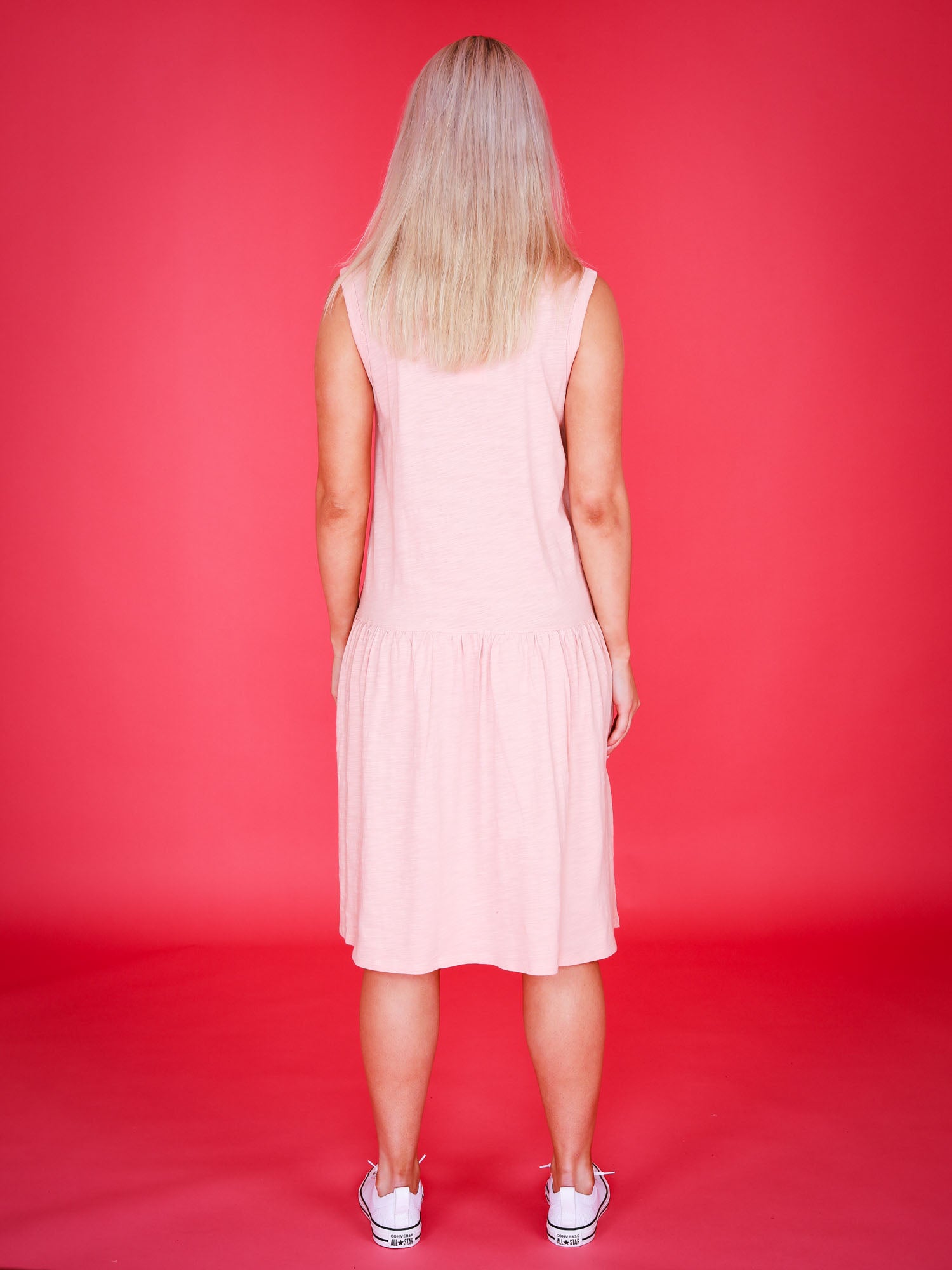 pink knee length dress #color_mocha