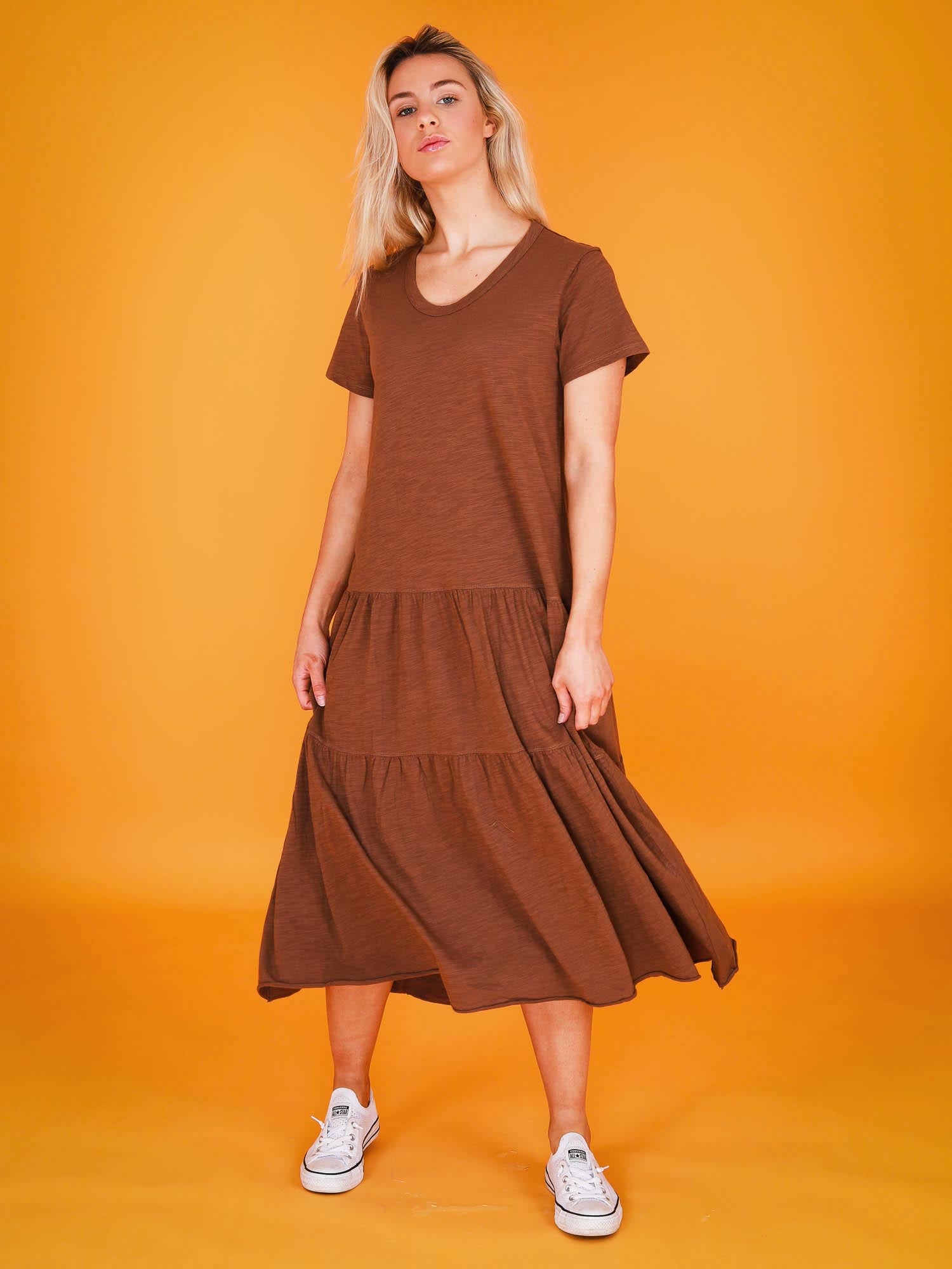 brown maxi dress #color_cookie
