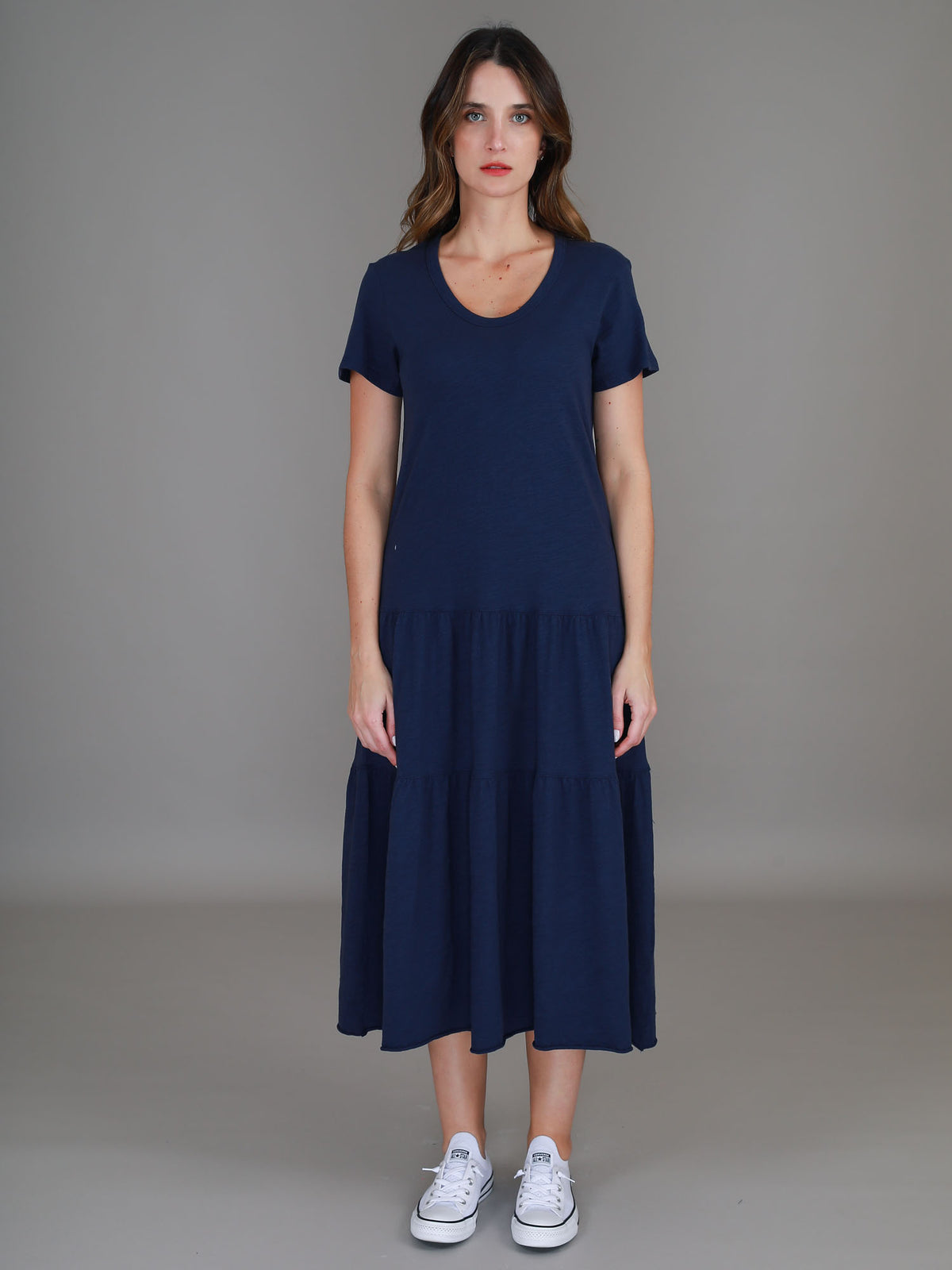 navy jersey midi dress #color_navy