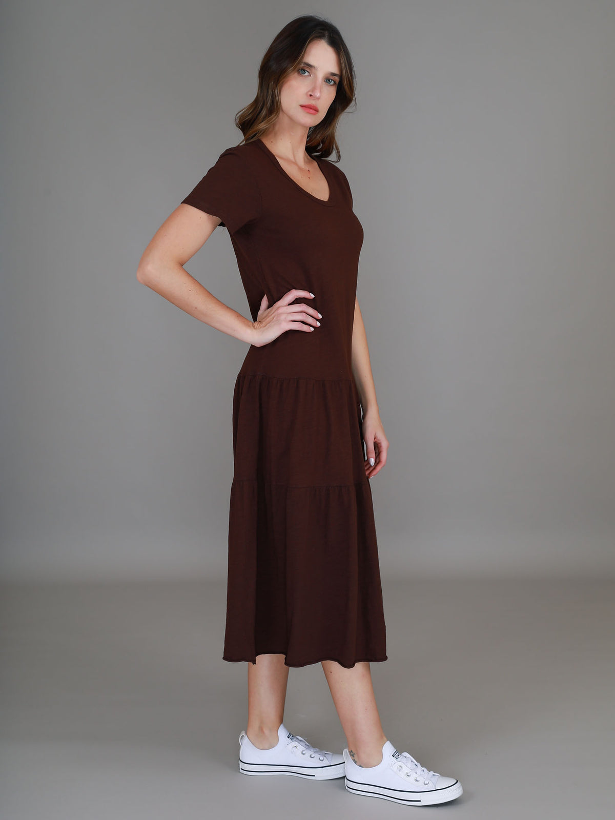 truffle scoop neck dress #color_truffle