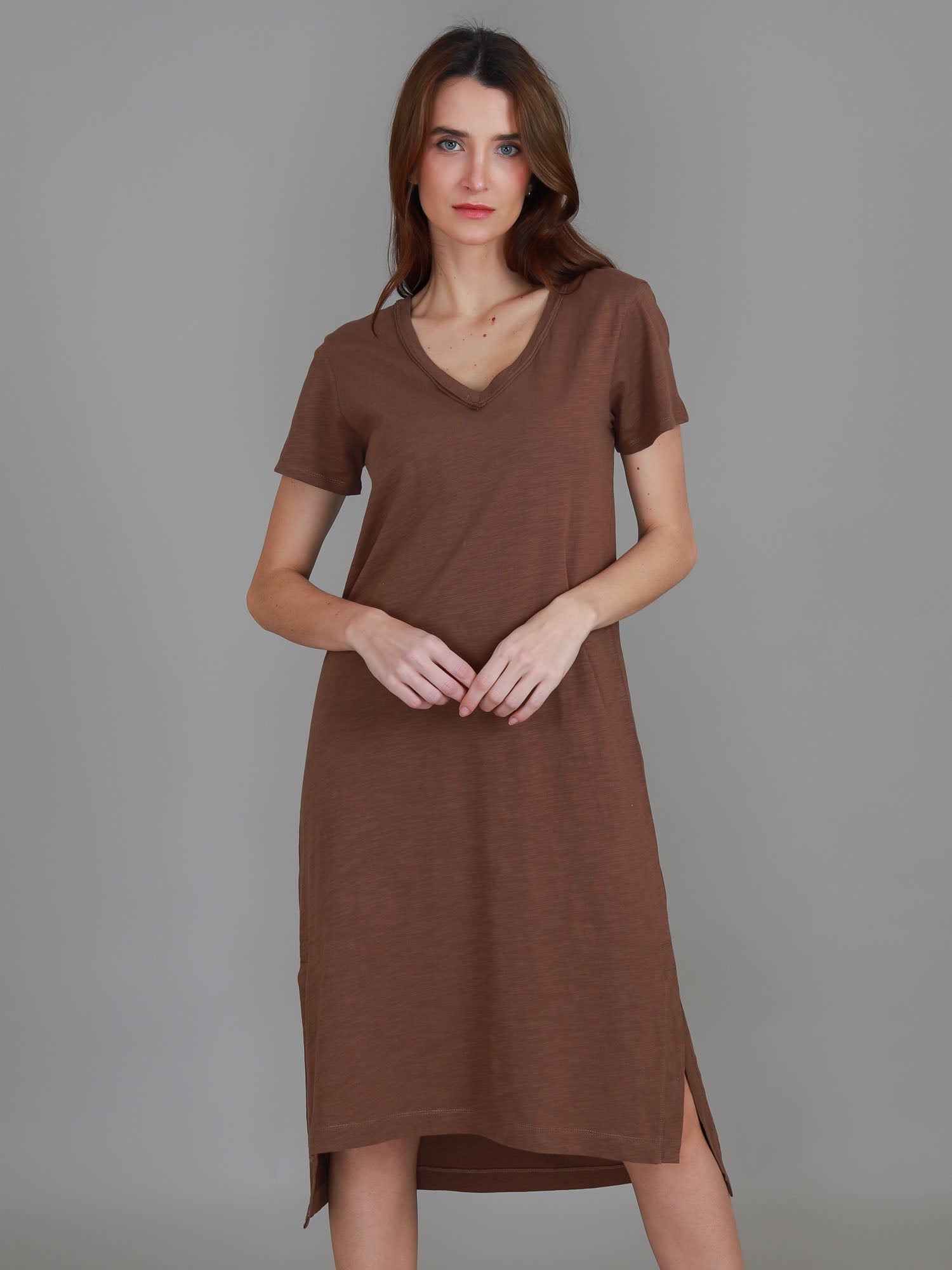 v neck dress #color_cookie